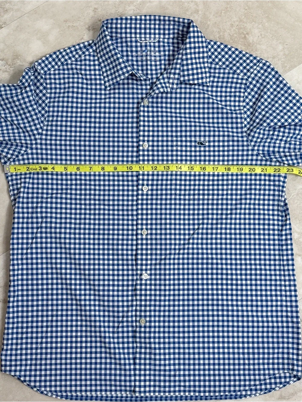 Vineyard Vines OTG Performance Gingham Button Down Shirt Men L Navy Blue Preppy - Picture 5 of 6